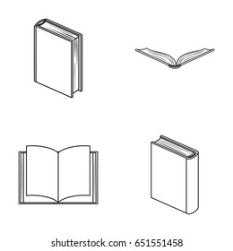 Various kinds of books. Books set collection icons in outline style vector symbol stock illustration web.