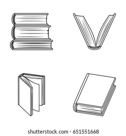 Various kinds of books. Books set collection icons in outline style vector symbol stock illustration web.