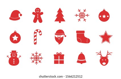 Various kinds of Christmas icons isolated on white background. Vector