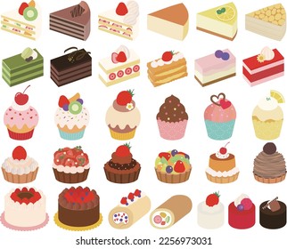 Various kinds of cute cake set