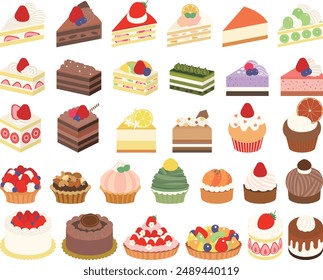 Various kinds of cute cakes set 2