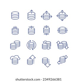 Various kinds of database icons transfer, settings, database connection path. vector icon illustration