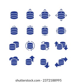 Various kinds of database icons transfer, settings, database connection path. vector icon illustration