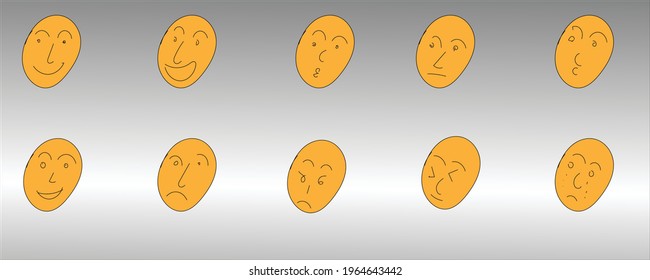varios tipos de emojis por dibujo a mano, diseño plano vectorial trending