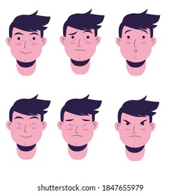 various kinds of flat facial expressions