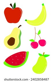 Various kinds of fruit from red, yellow and green