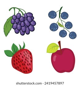 verschiedene Obstsorten, Vektordesign-Set