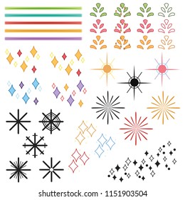 Various kinds of gleam design. For note icon or document or presentation, calender, website or fancy card decoration.