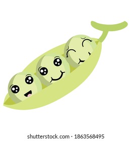 various kinds of icons of vegetable peas and strawberry fruit in the forest.