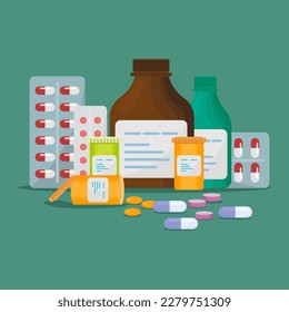 Various kinds of medical medicines, water, pills, medicine combination, health and treatment of various diseases.