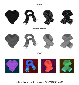 Various kinds of scarves, scarves and shawls. Scarves and shawls set collection icons in black, flat, monochrome style vector symbol stock illustration web.