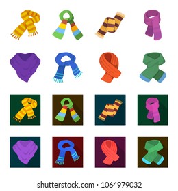 Various kinds of scarves, scarves and shawls. Scarves and shawls set collection icons in cartoon,flat style vector symbol stock illustration web.