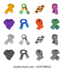 Various kinds of scarves, scarves and shawls. Scarves and shawls set collection icons in cartoon,monochrome style vector symbol stock illustration web.