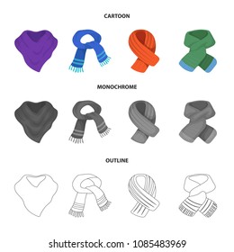 Various kinds of scarves, scarves and shawls. Scarves and shawls set collection icons in cartoon,outline,monochrome style vector symbol stock illustration web.