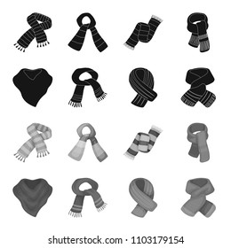 Various kinds of scarves, scarves and shawls. Scarves and shawls set collection icons in black,monochrome style vector symbol stock illustration web.