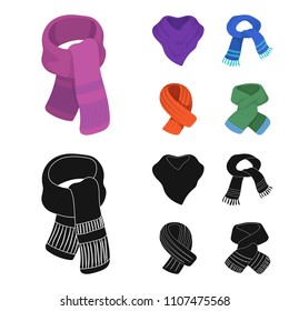 Various kinds of scarves, scarves and shawls. Scarves and shawls set collection icons in cartoon,black style vector symbol stock illustration web.