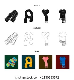 Various kinds of scarves, scarves and shawls. Scarves and shawls set collection icons in black,flat,outline style vector symbol stock illustration web.