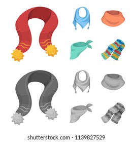Various kinds of scarves, scarves and shawls. Scarves and shawls set collection icons in cartoon,monochrome style vector symbol stock illustration web.