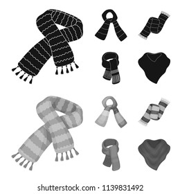 Various kinds of scarves, scarves and shawls. Scarves and shawls set collection icons in black,monochrom style vector symbol stock illustration web.