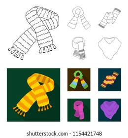 Various kinds of scarves, scarves and shawls. Scarves and shawls set collection icons in outline,flat style vector symbol stock illustration web.
