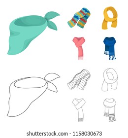 Various kinds of scarves, scarves and shawls. Scarves and shawls set collection icons in cartoon,outline style vector symbol stock illustration web.