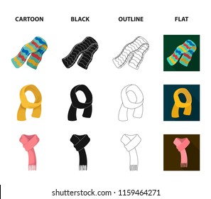 Various kinds of scarves, scarves and shawls. Scarves and shawls set collection icons in cartoon,black,outline,flat style vector symbol stock illustration web.