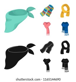Various kinds of scarves, scarves and shawls. Scarves and shawls set collection icons in cartoon,black style vector symbol stock illustration web.