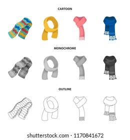 Various kinds of scarves, scarves and shawls. Scarves and shawls set collection icons in cartoon,outline,monochrome style vector symbol stock illustration web.