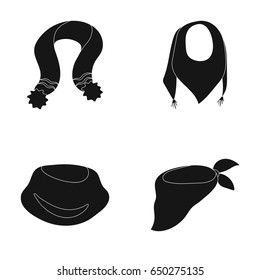 Various kinds of scarves, scarves and shawls. Scarves and shawls set collection icons in black style vector symbol stock illustration web.