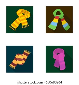 Various kinds of scarves, scarves and shawls. Scarves and shawls set collection icons in flat style vector symbol stock illustration web.