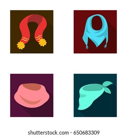 Various kinds of scarves, scarves and shawls. Scarves and shawls set collection icons in flat style vector symbol stock illustration web.
