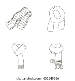 Various kinds of scarves, scarves and shawls. Scarves and shawls set collection icons in outline style vector symbol stock illustration web.