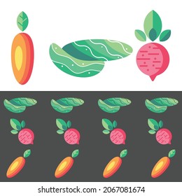 Various kinds of simple illustrations of vegetables