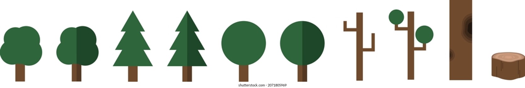 Verschiedene Arten von einfachen Baum-Vektorsymbol