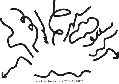 various kinds of squiggly lines with flat illustration style for design element