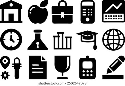 Various kinds of student items, Various kinds of school tools are drawn by small children - Vector Illustration, Cute kawaii school supplies with funny faces. Coloring Page