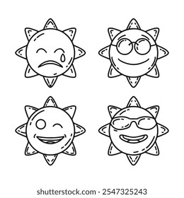 various kinds of sun facial expressions set,sun emoji