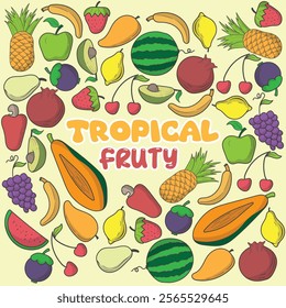various kinds of tropical fruit