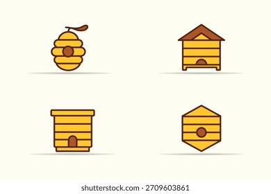 Verschiedene Arten von Vektorgrafik-Bienenstöcken für Honig Produktionskonzepte und Design
