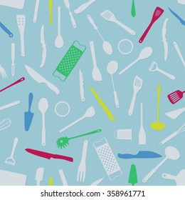 Various kitchen tools - vector background
