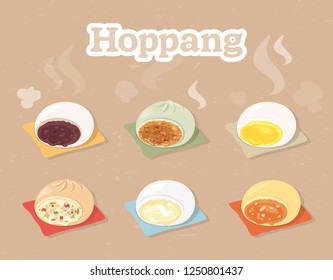 
Various Korean steamed bread. "Hoppang" vector image EPS10