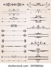 Vários elementos de borda de rótulo com design floral abstrato elegante ornado. Ilustração de vetor.