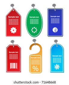 Various labels for design beaten by nails