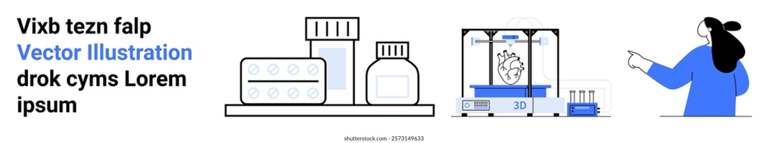 Various laboratory equipment and a scientist pointing at a data chart. Ideal for scientific research, laboratory procedures, educational materials, healthcare studies, and pharmaceutical development