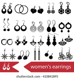 various ladies earrings types set of icons eps10