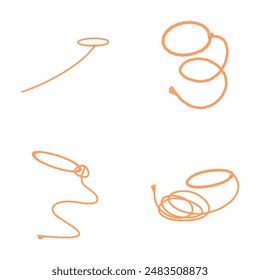 Various lasso icons set cartoon vector. Lasso for lassoing wild horse and cattle. Rope, string