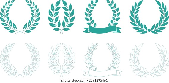 Various laurel clippings art. minimal art vector illustration.