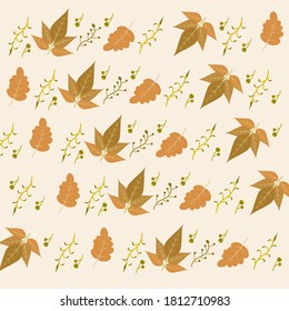 Various Leafs Pattern. Seamless pattern with color autumn leafs