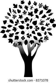 Various leaves forming a tree