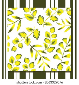 various leaves tropical plants seamless pattern with yellow and green color combination on white background. tropical background. Printing and textiles. Exotic tropics. Summer